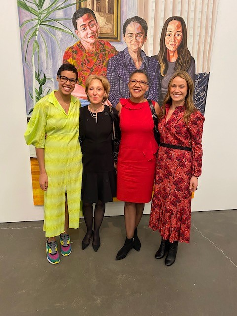 Jordan Casteel and her mother with Astrid and her mother at New Museum opening